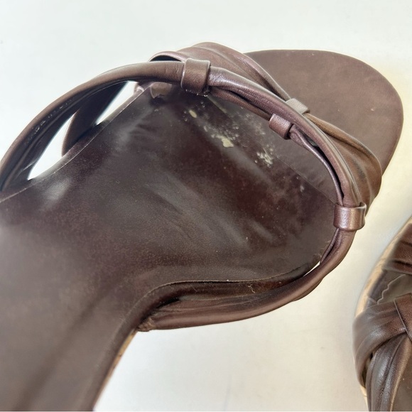 Aldo Brown Leather Wedge Sandals Cork Heel Ankle Strap Size 38 - Picture 12 of 16